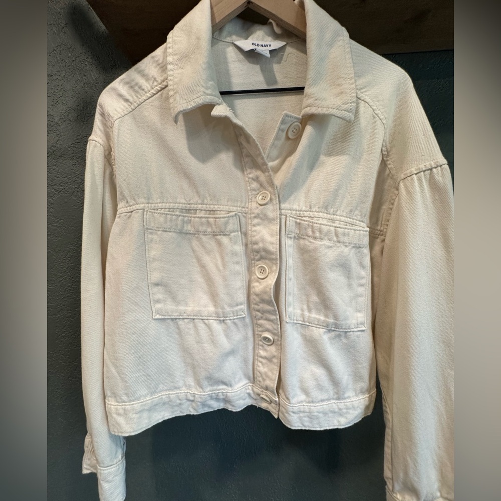 Old Navy Cream Button-Front Jean Jacket